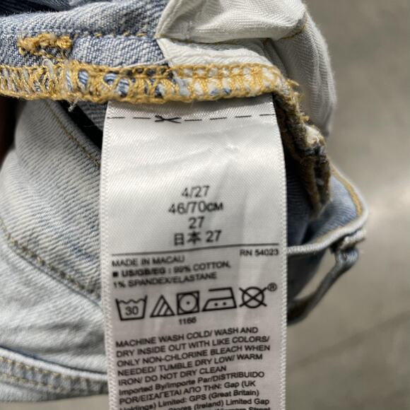 GAP Jeans Womens 4/27 Light Wash Girlfriend Raw Hem Distressed Denim Stretch - Picture 7 of 10